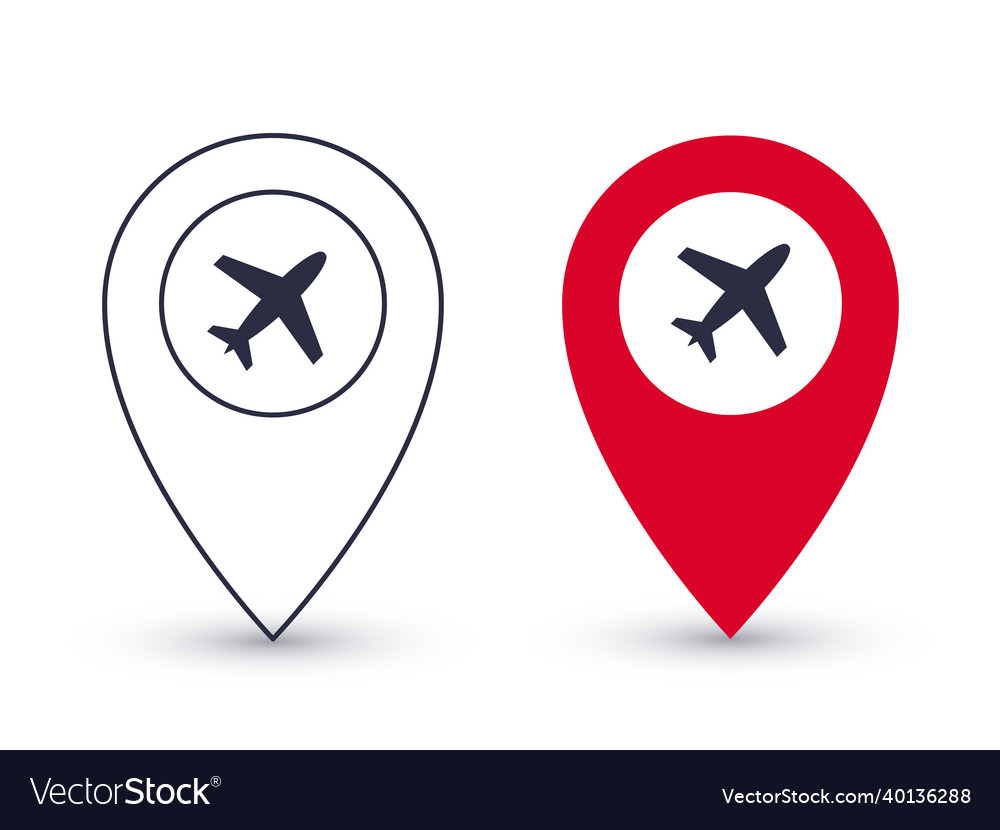 Pointer icons airport point pin geolocation vector image Pointer icons airport point pin geolocation