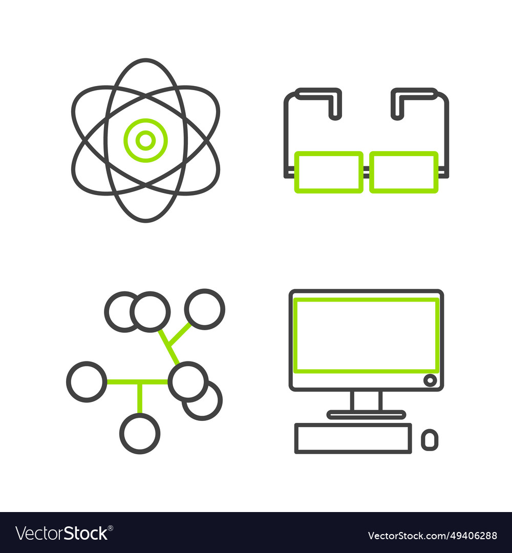 Set line computer monitor with keyboard and mouse vector image Set line computer monitor with keyboard and mouse