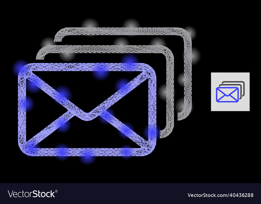 Shining network mesh mail queue with glare spots vector image Shining network mesh mail queue with glare spots
