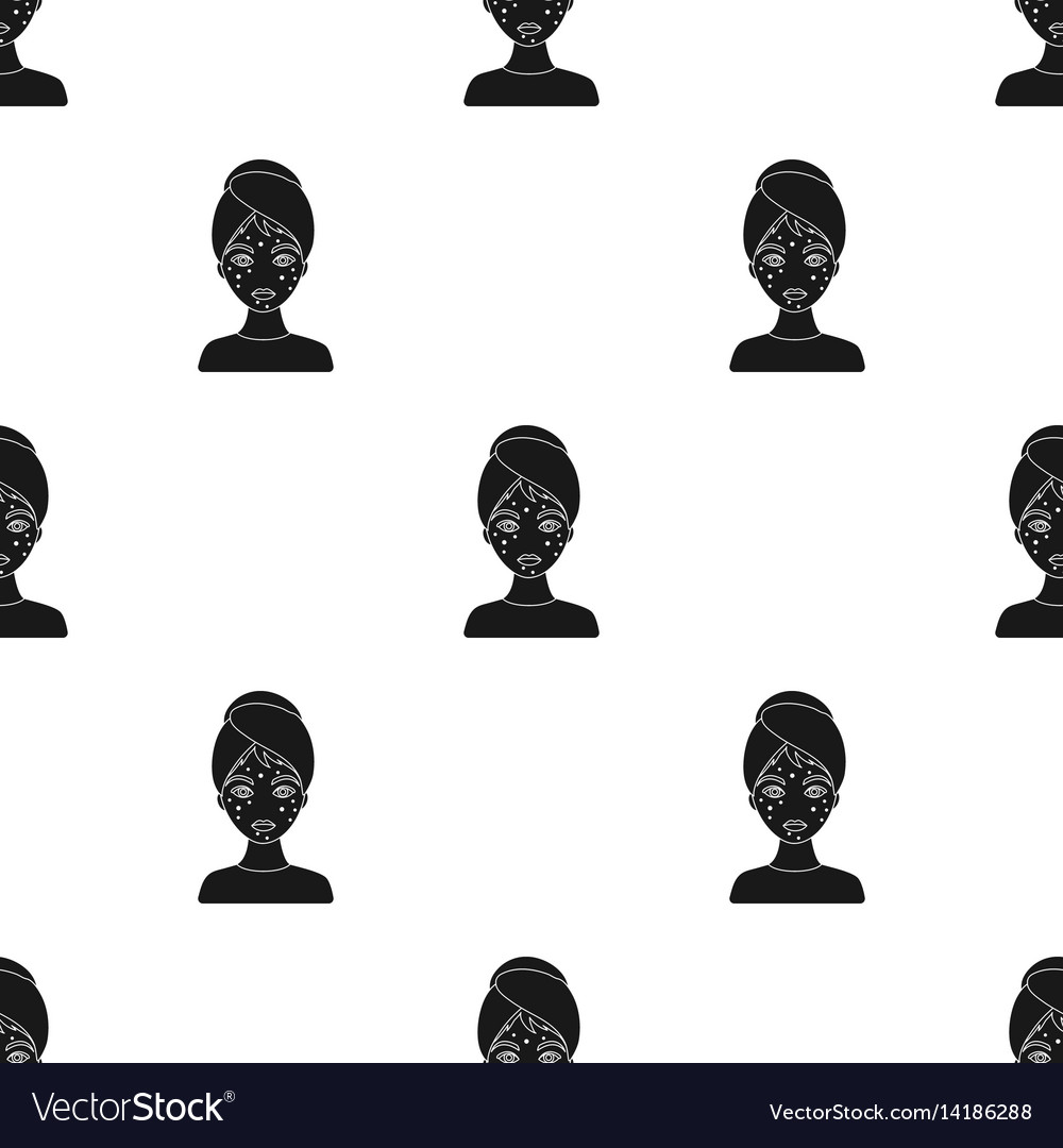 Woman with acne icon in black style isolated