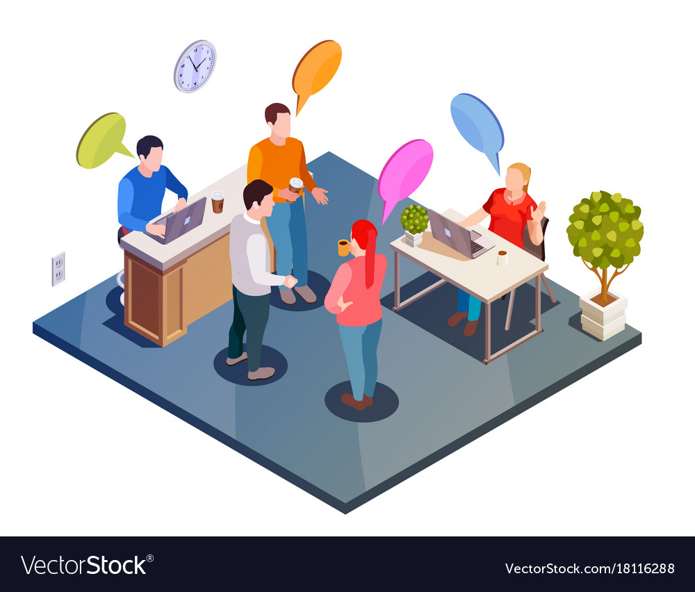 Work discussion isometric composition Royalty Free Vector