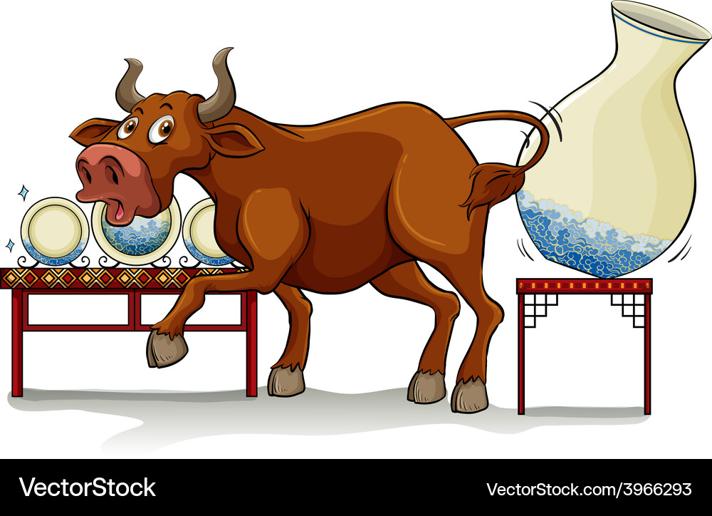 A bull in china shop Royalty Free Vector Image