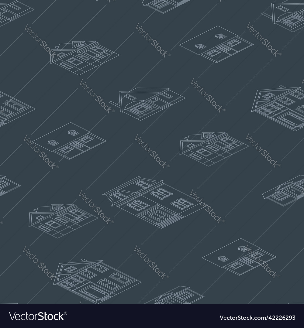 A pattern of drawn houses in linear style vector image A pattern of drawn houses in linear style