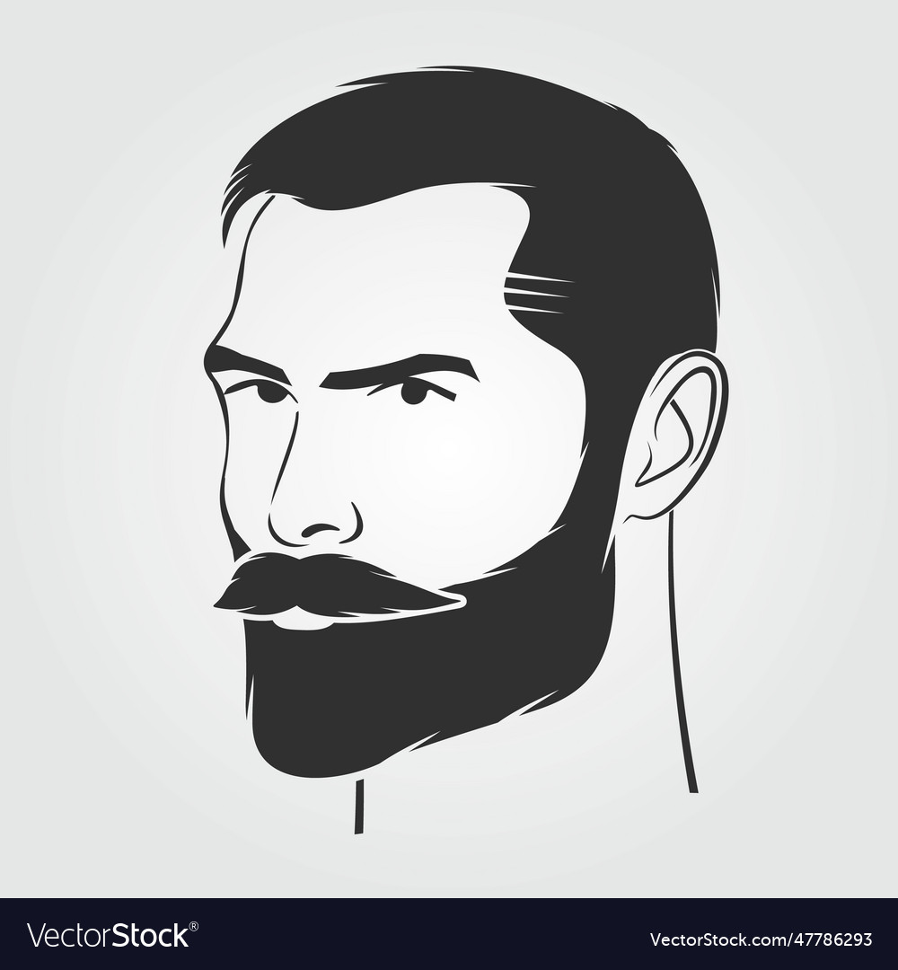 Bearded men hipster face icon isolated Royalty Free Vector