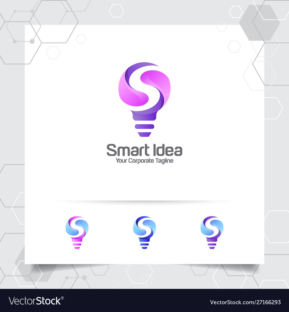 Bulb logo smart idea design concept letter s vector image Bulb logo smart idea design concept letter s