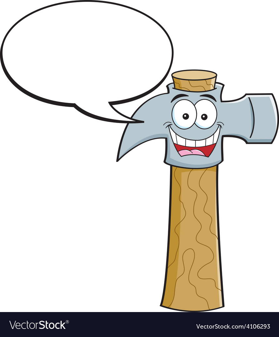 cartoon hammer with a caption balloon royalty free vector