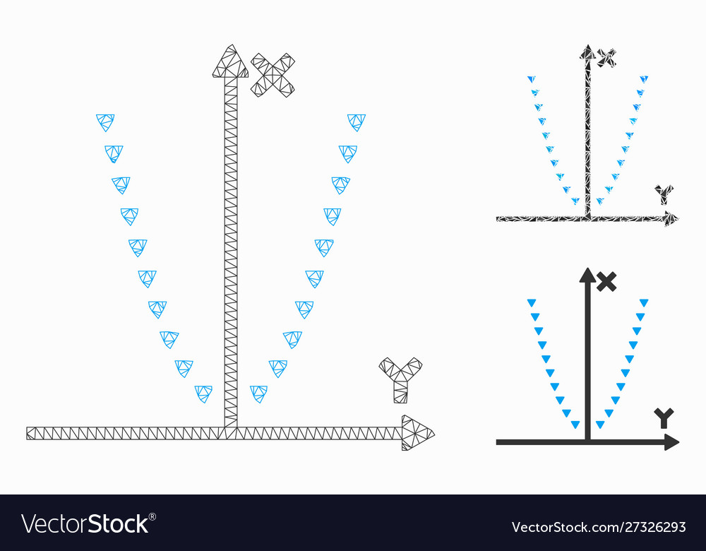 Dotted parabola plot mesh network model vector image Dotted parabola plot mesh network model
