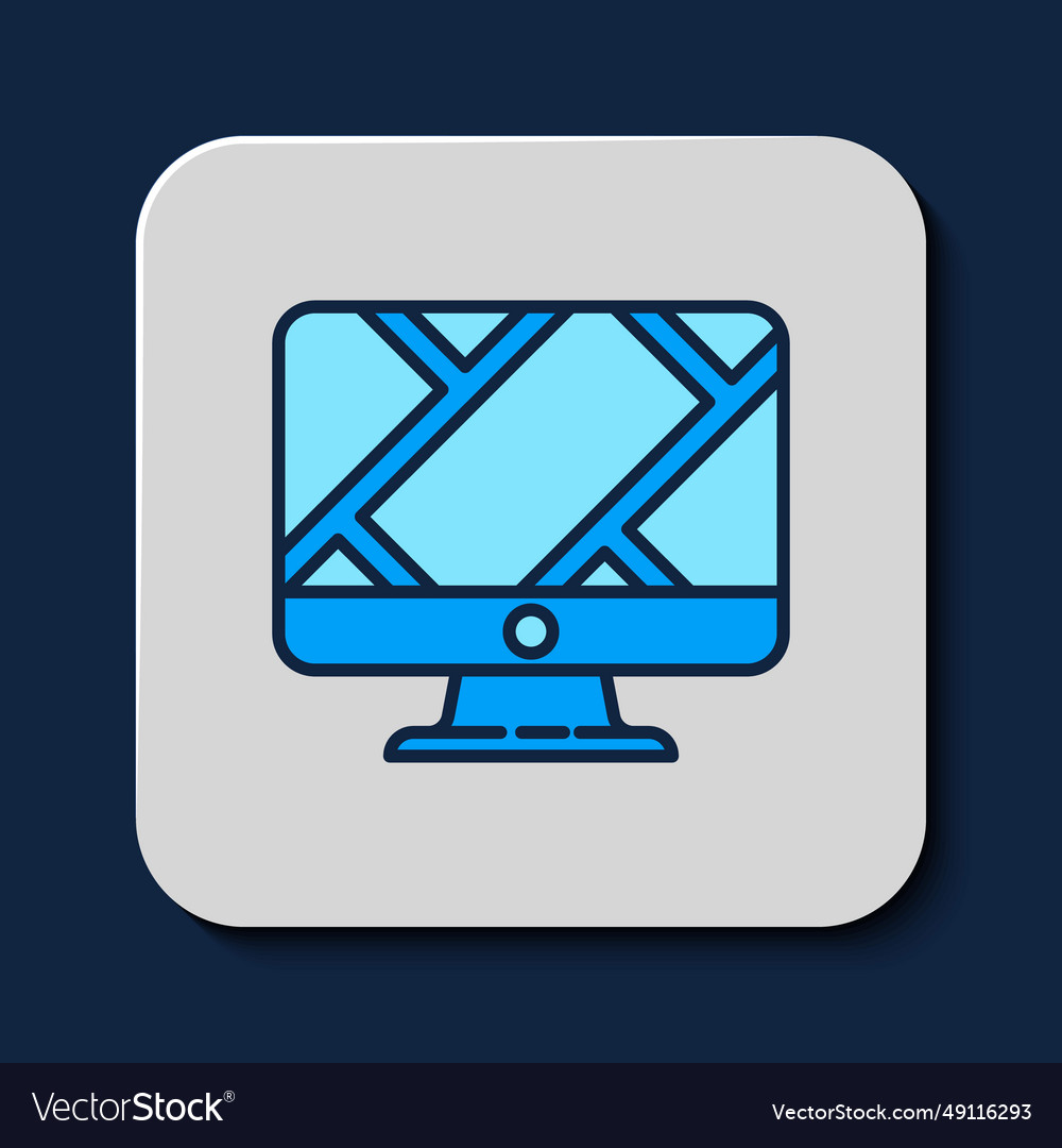 Filled outline computer monitor and folded map Vector Image Filled outline computer monitor and folded map