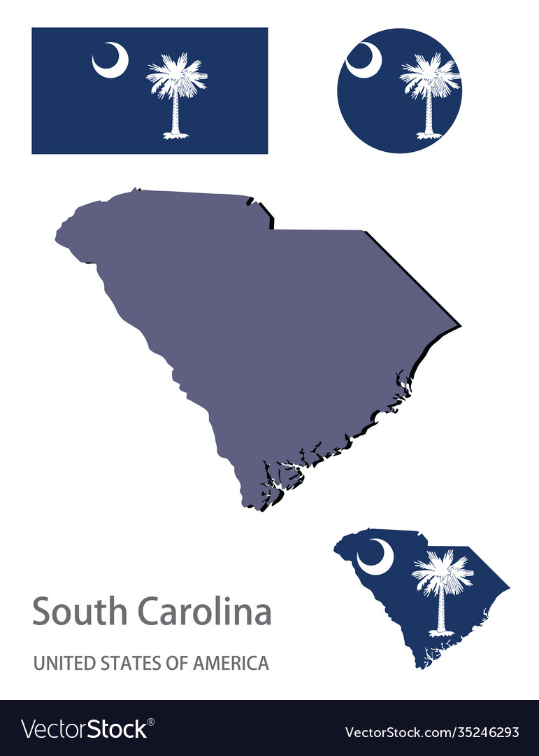 Flag and silhouette state south carolina vector image Flag and silhouette state south carolina