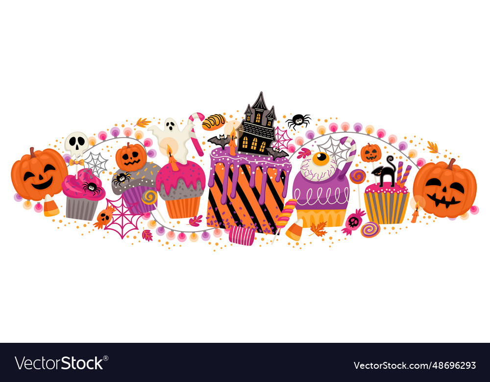 Halloween Decorated Cupcakes Royalty Free Vector Image 0325