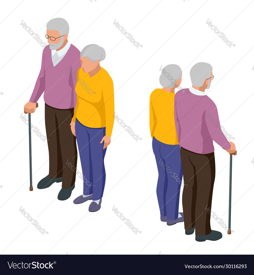 Isometric senior couple seniors isolated on white Vector Image