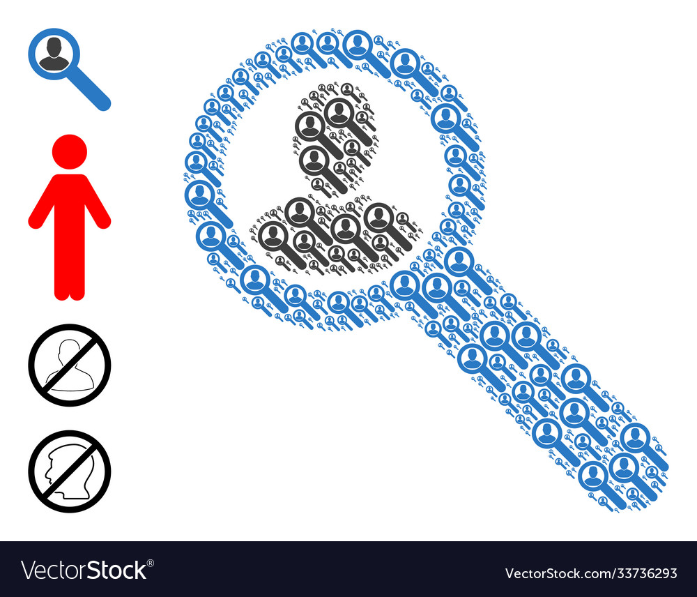 Locate user recursive mosaic self icons vector image Locate user recursive mosaic self icons