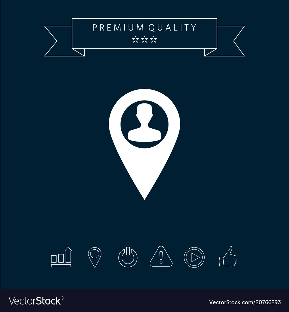 Map pointer with man silhouette vector image Map pointer with man silhouette