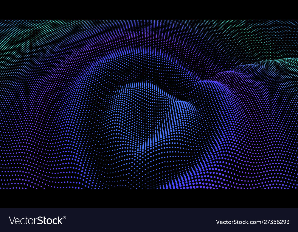 Particle 3d wavy ripple effect color grid surface Vector Image Particle 3d wavy ripple effect color grid surface