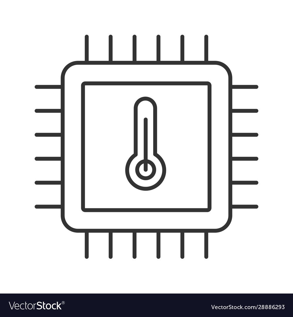 Processor temperature linear icon vector image Processor temperature linear icon