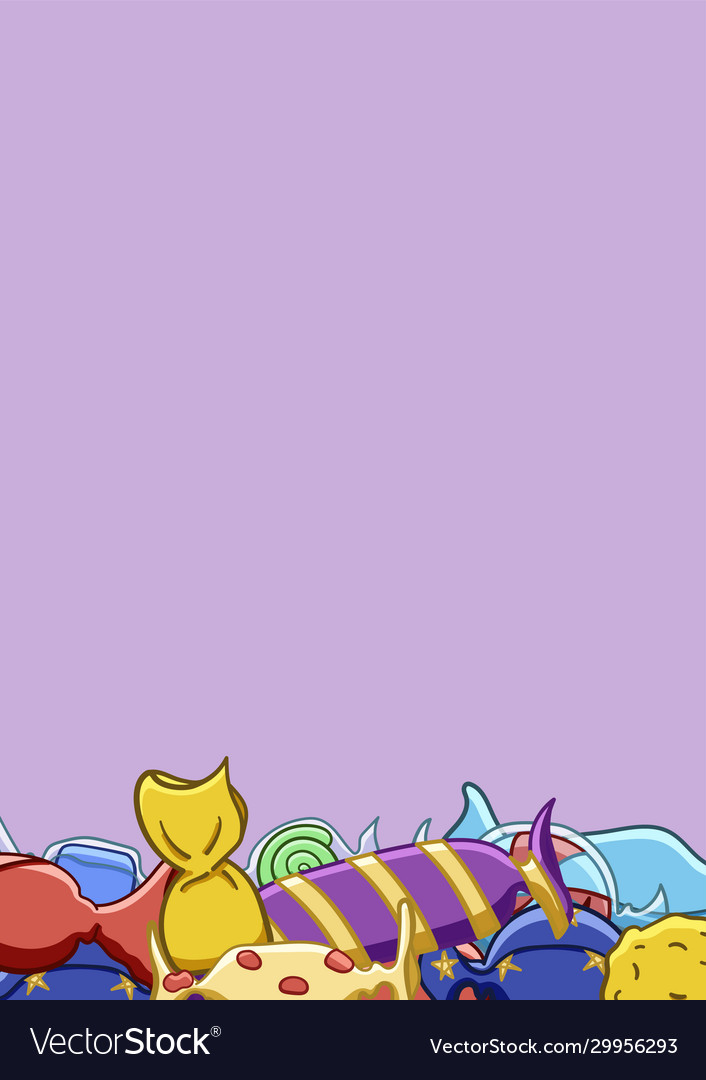 Purple vertical copy space with different candies