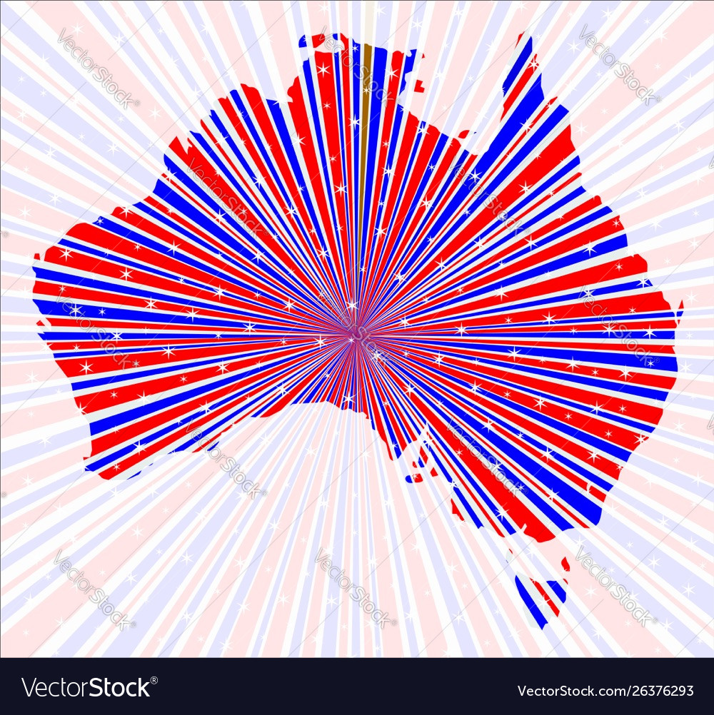 Rote weiße und blaue Strahlen australien Landkarte Hintergrund