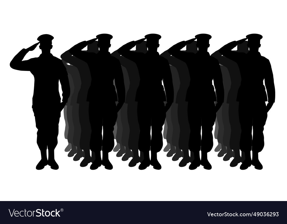 Salute soldier silhouette of saluting army soldie Vector Image