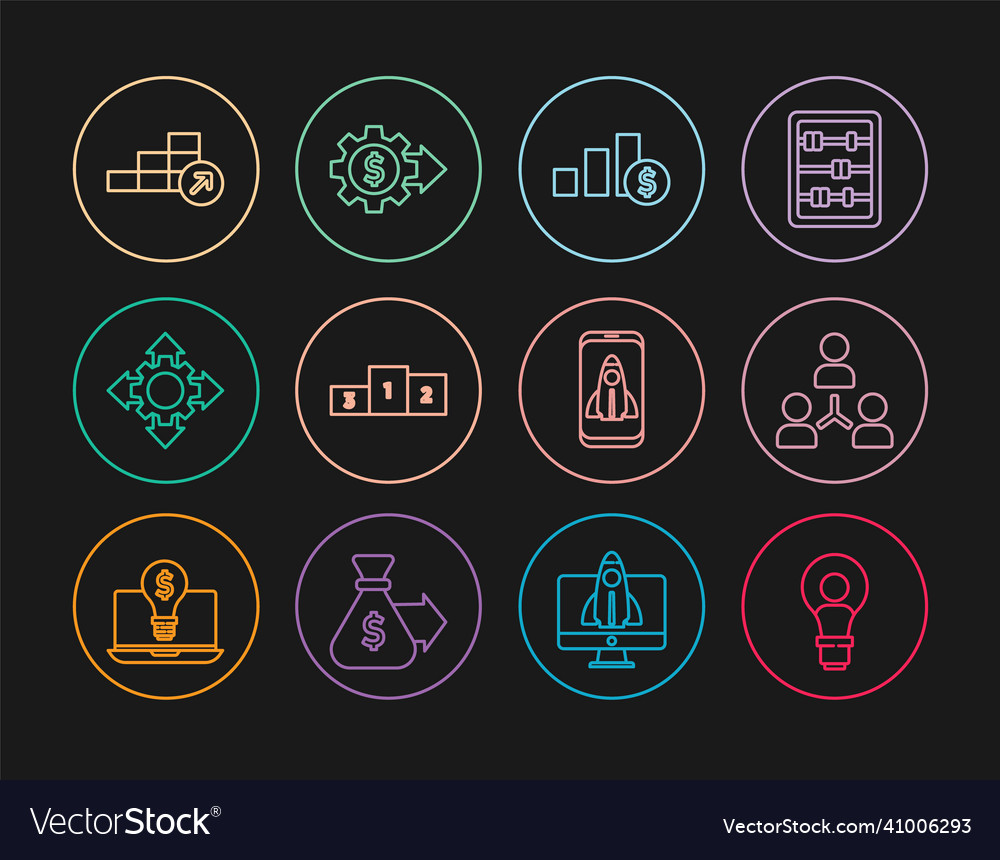 Set line head with lamp bulb project team base vector image Set line head with lamp bulb project team base