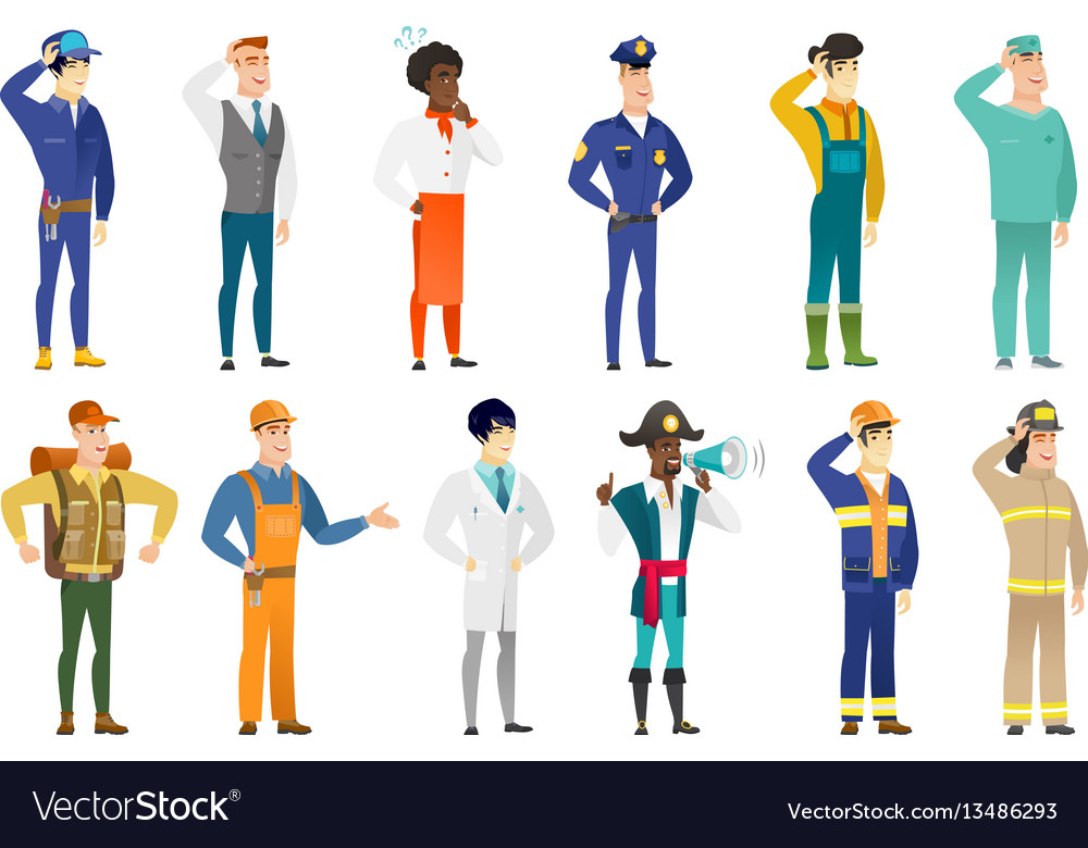 Set of professions characters vector image Set of professions characters