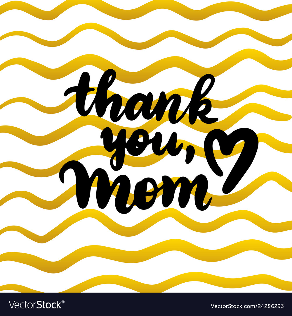 Thank you mom handwritten postcard Royalty Free Vector Image