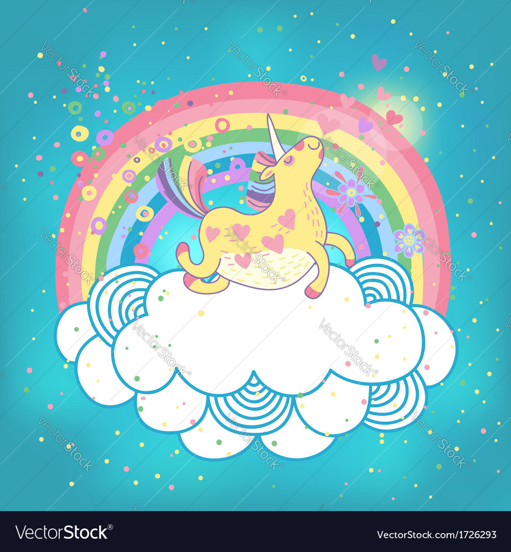 Unicorn rainbow in the clouds Royalty Free Vector Image