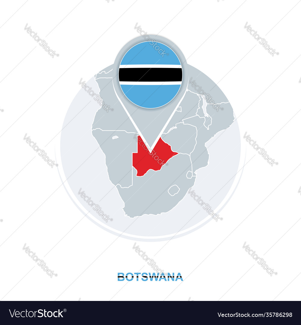 Botswana map and flag icon with highlighted