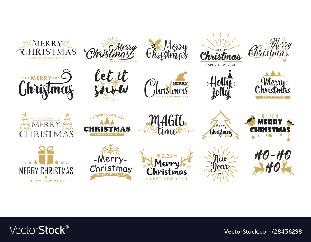 Christmas greetings flat stickers set xmas