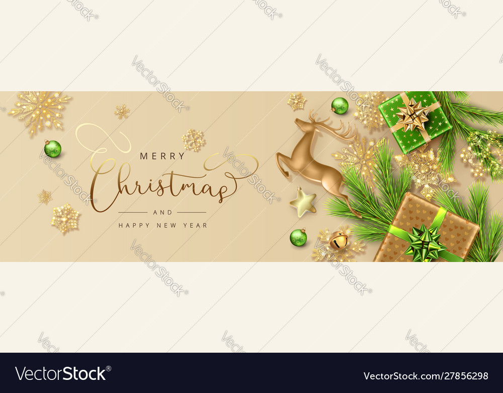 Christmas New Year Banner with Deer