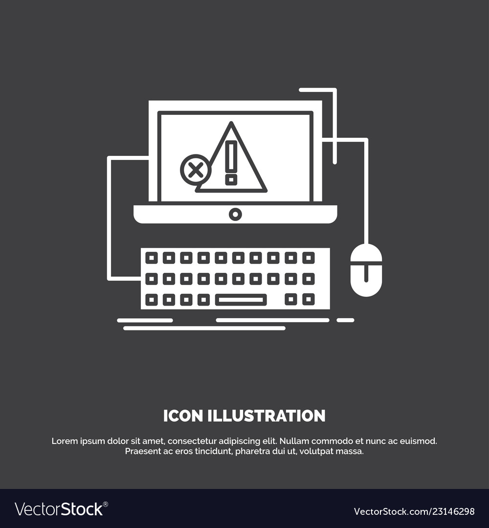 Computer crash error failure system icon glyph vector image Computer crash error failure system icon glyph