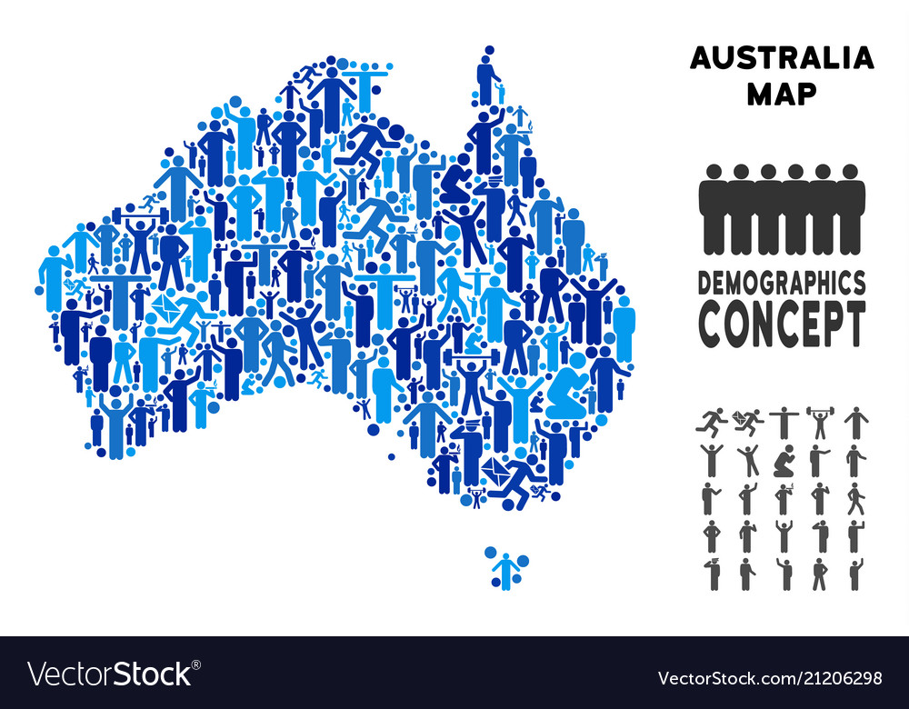 Demographics Australia Map Royalty Free Vector Image