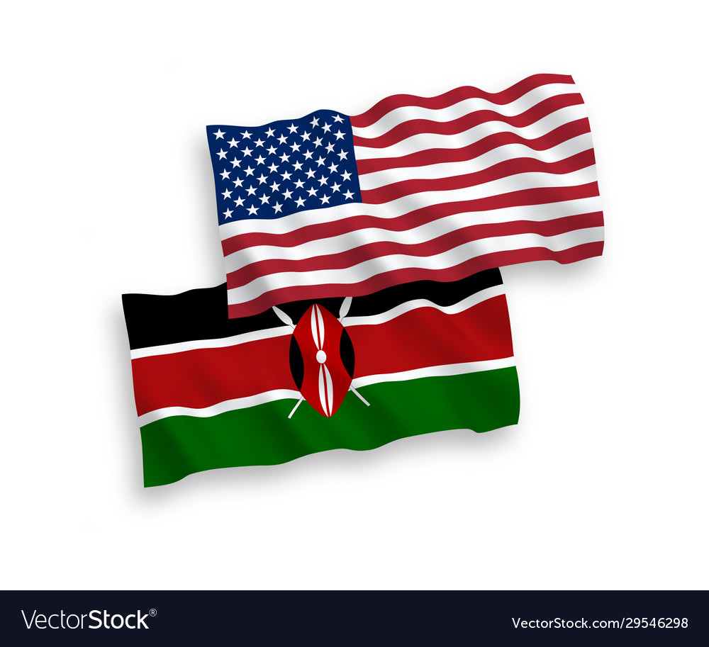 Flags kenya and america on a white background vector image Flags kenya and america on a white background