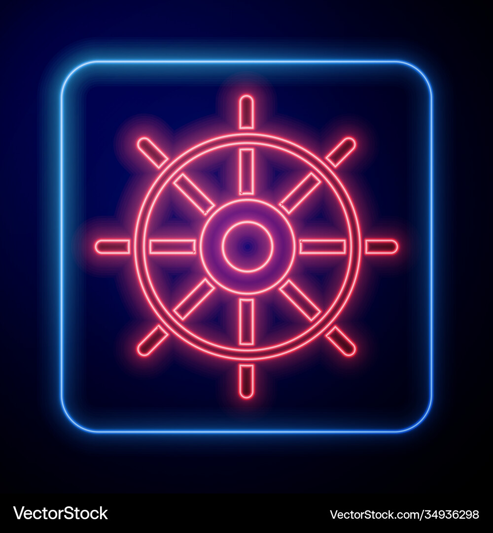 Glowing neon ship steering wheel icon isolated Vector Image