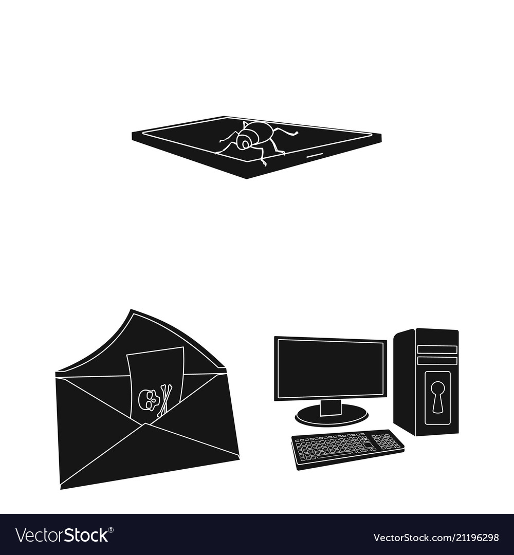 Hacker and hacking black icons in set collection