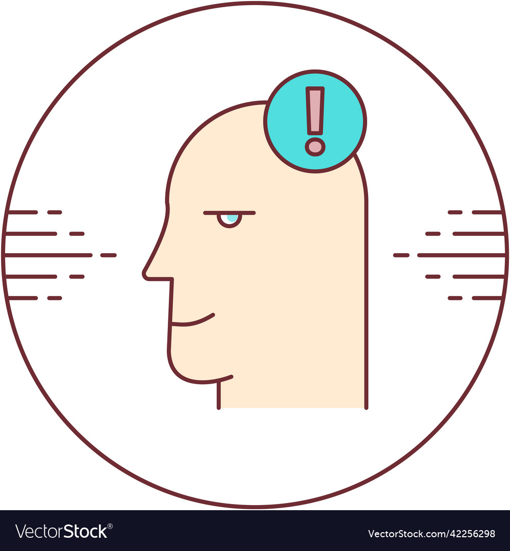 Head with exclamation point flat icon