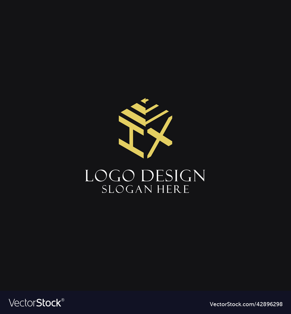 Ix initial monogram with hexagon shape logo Vector Image Ix initial monogram with hexagon shape logo