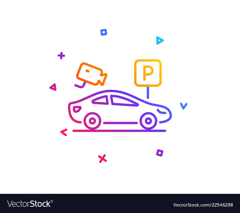 Parking with video monitoring line icon car park Vector Image