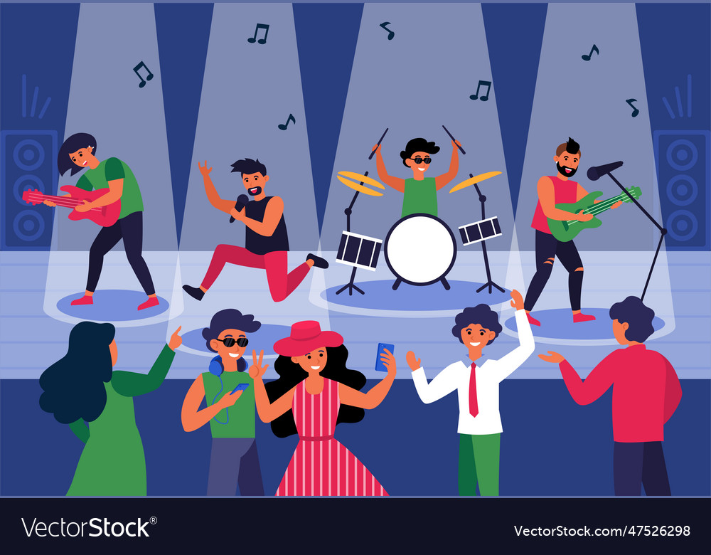 People dancing to live music in nightclub Vector Image