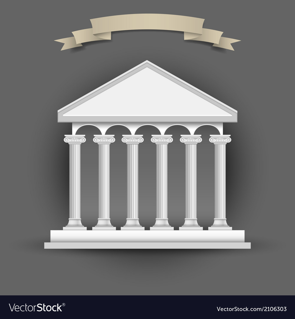 Bank Building With Banner Ribbon For Text Vector Image