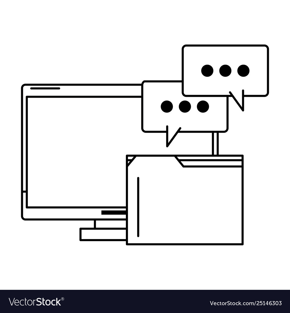 Computer with documents folder vector image Computer with documents folder