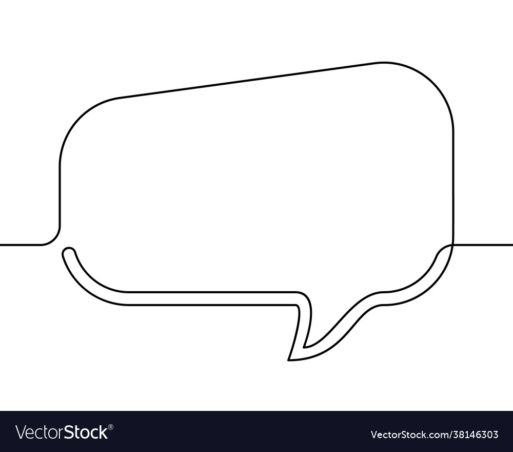 Continuous line drawing rectangular speech Vector Image