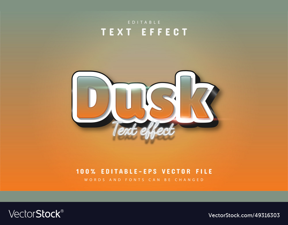 Dusk 3d gradient style text effect vector image Dusk 3d gradient style text effect