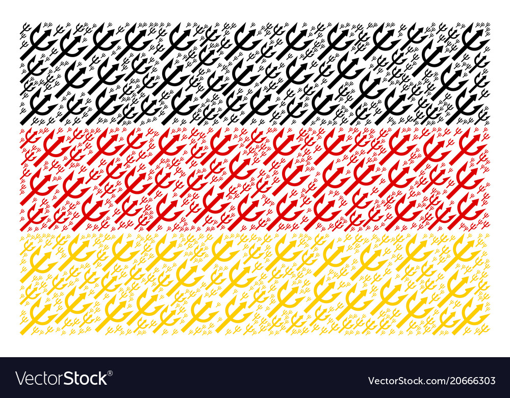 German flag mosaic of trident fork items