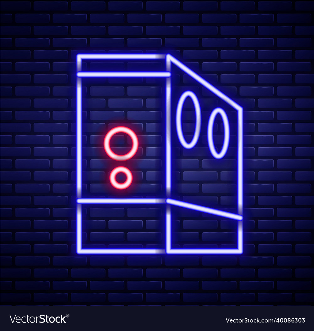 Glowing neon line case of computer icon isolated vector image Glowing neon line case of computer icon isolated
