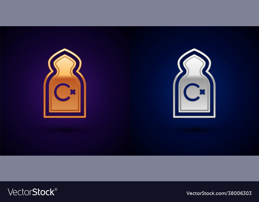 Gold and silver muslim mosque icon isolated