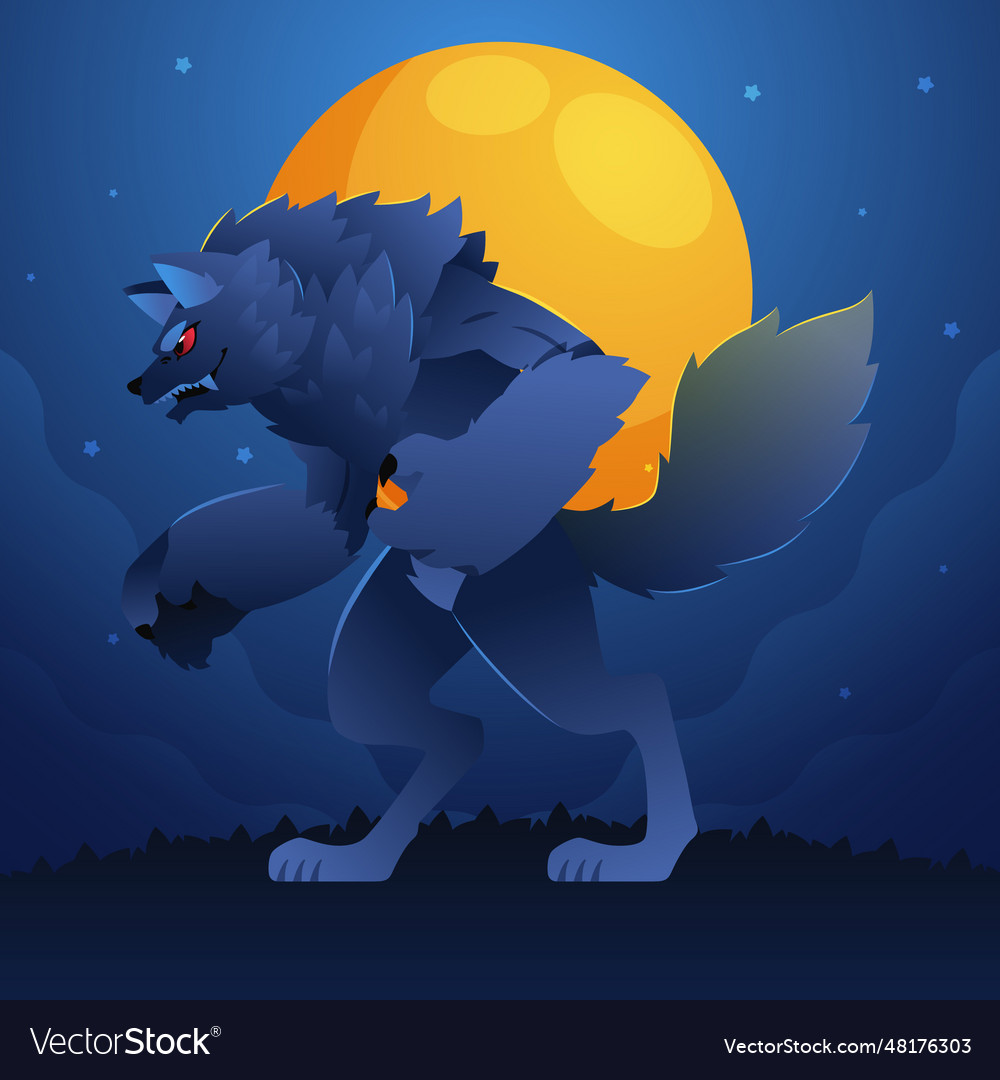 Gradient big werewolf Royalty Free Vector Image