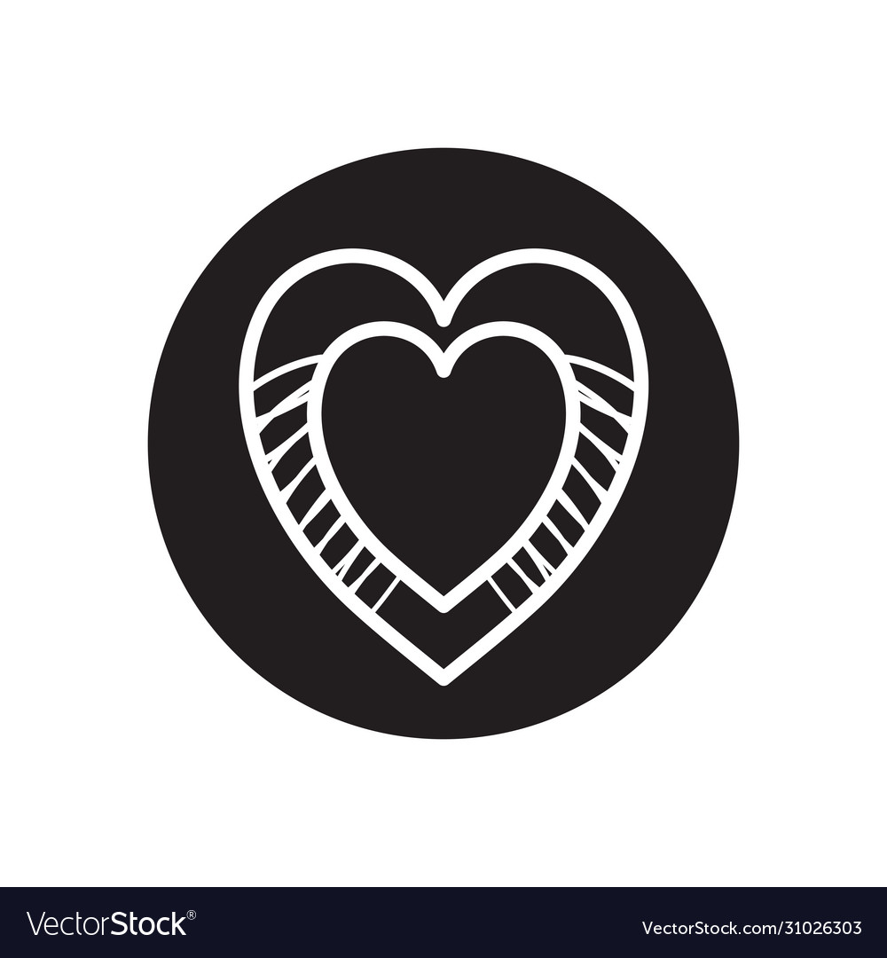 Heart shape icon line block style