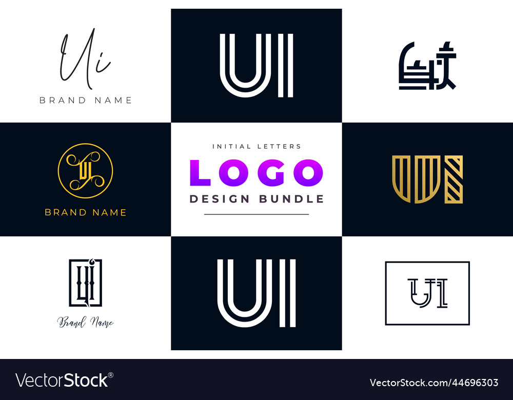 Initial letters ui logo design bundle