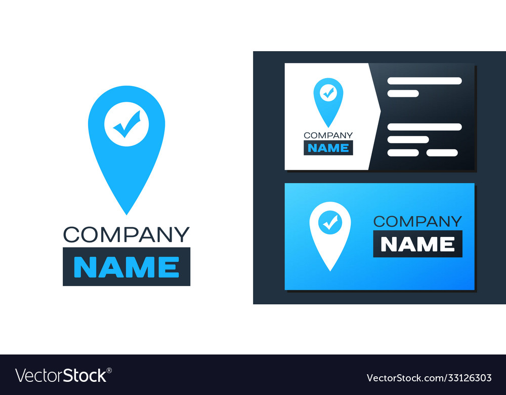 Logotyp Kartenzeiger mit Kontrollzeichen Icon isoliert vector image Logotyp Kartenzeiger mit Kontrollzeichen Icon isoliert