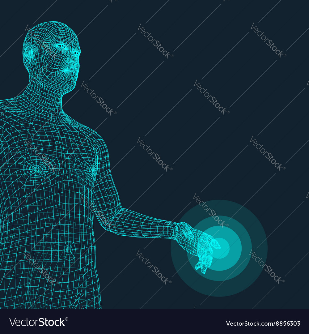 Man pointing his finger 3d model of